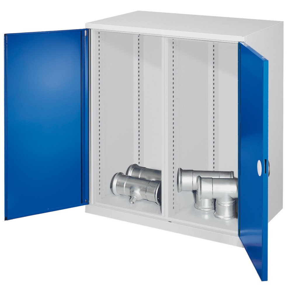 Produktabbildung Nr. 1: Kappes Schwerlast-Beistellschrank mit Mitteltrennwand, Doppelwandtür, HxBxT 1.110 x 1.000 x 600 mm, lichtgrau, enzianblau