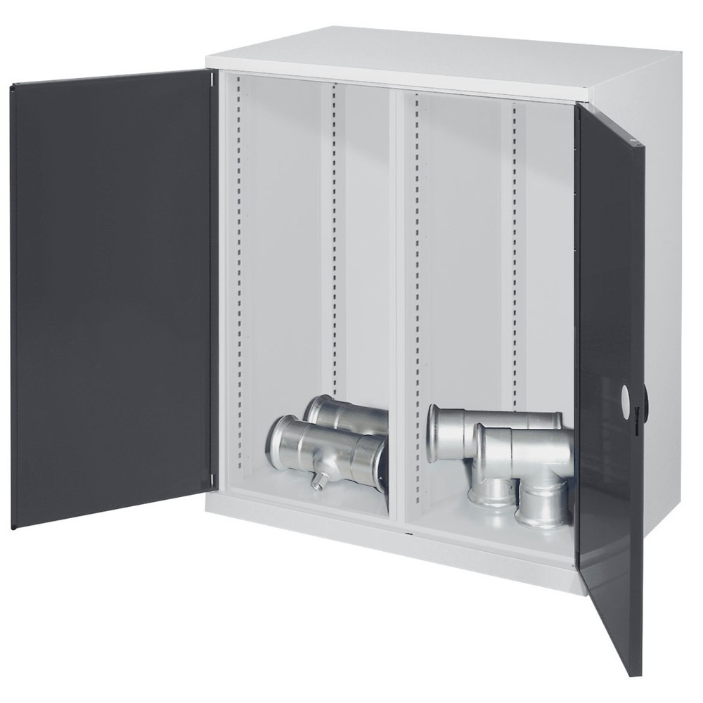 Produktabbildung: Kappes Schwerlast-Beistellschrank mit Mitteltrennwand, Doppelwandtür, HxBxT 1.110 x 1.000 x 600 mm, lichtgrau, anthrazitgrau