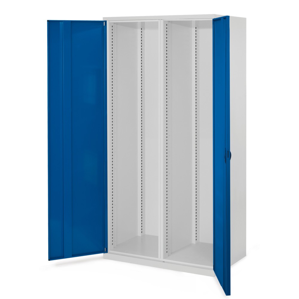 Produktabbildung: Kappes Schwerlastschrank, Leergehäuse, Mitteltrennwand, HxBxT 1.950 x 1.000 x 600 mm, Vollblechtür, lichtgrau, enzianblau