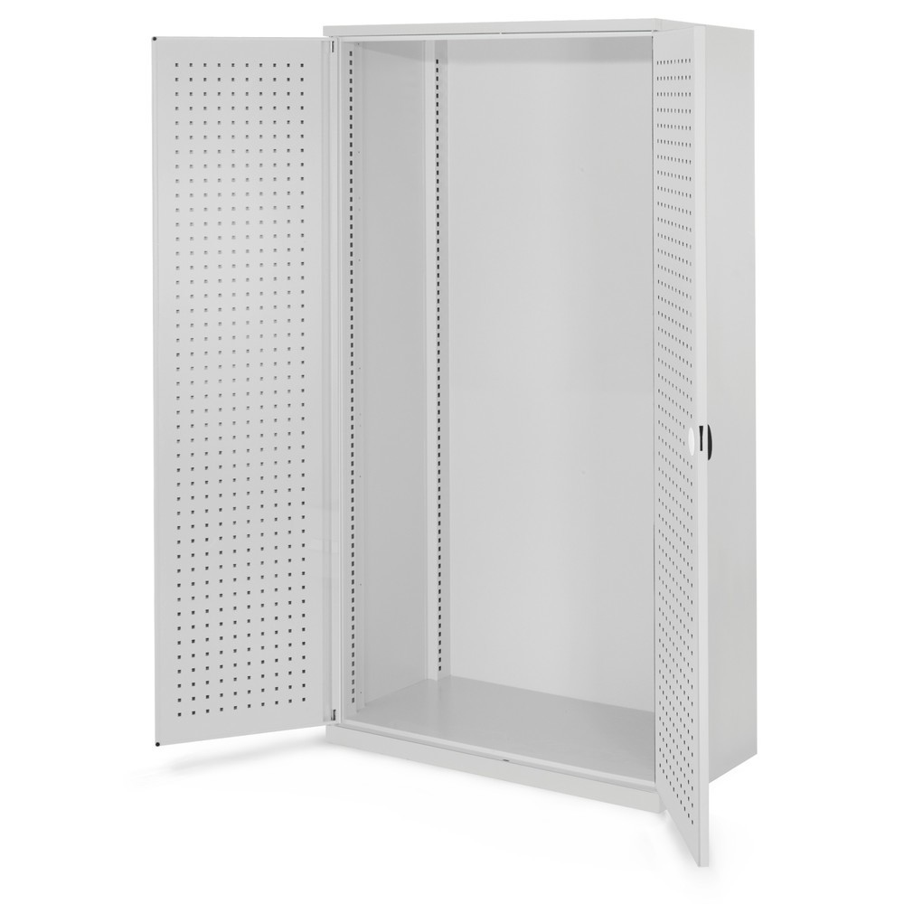 Produktabbildung: Kappes Schwerlastschrank Leergehäuse, ohne Mitteltrennwand, HxBxT 1.950 x 1.000 x 600 mm, Türinnenseite mit RasterPlan Lochplatten, lichtgrau