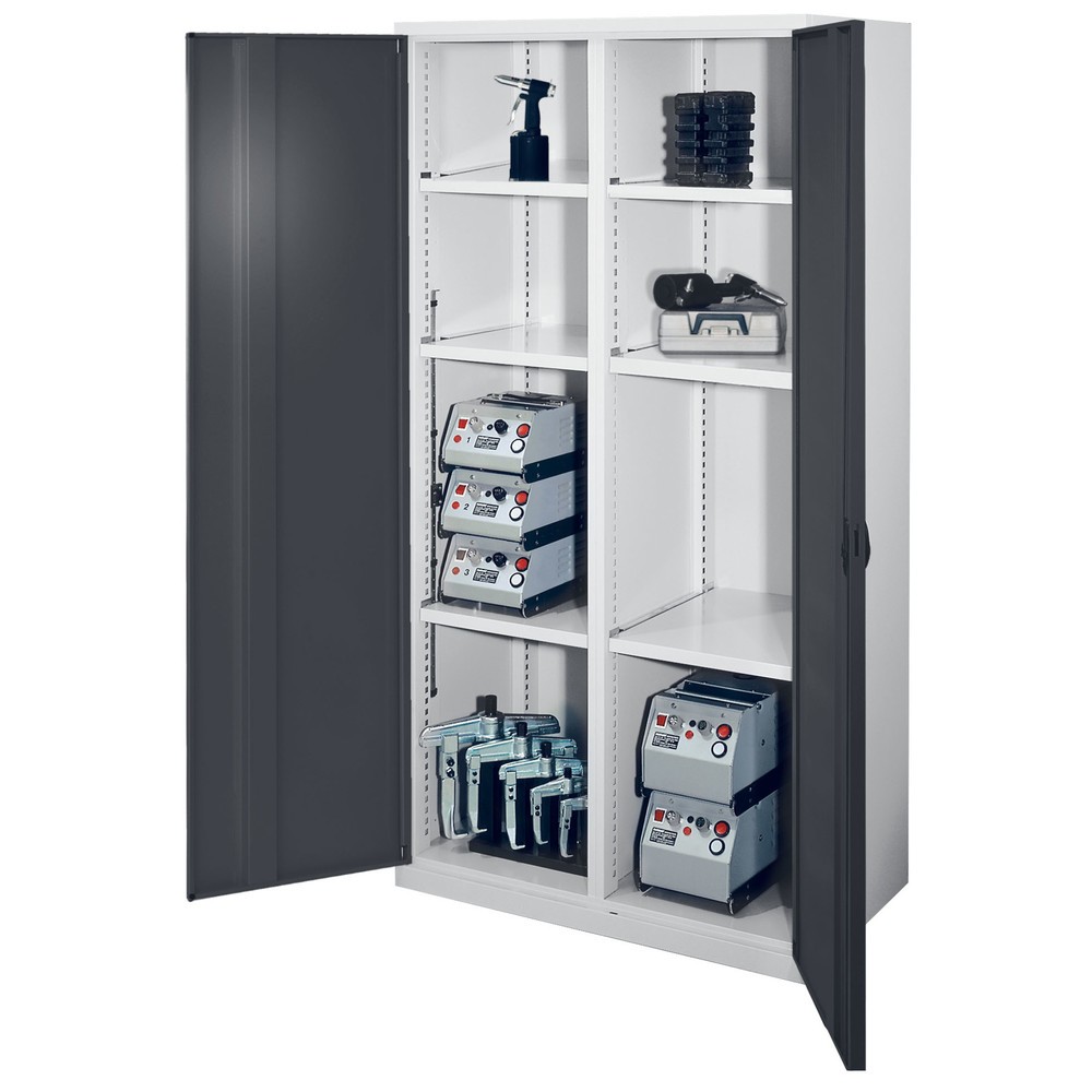 Produktabbildung: Kappes Schwerlastschrank mit Mitteltrennwand, 6 Böden, HxBxT 1.950 x 1.000 x 600 mm, Vollblechtüren, lichtgrau, anthrazitgrau