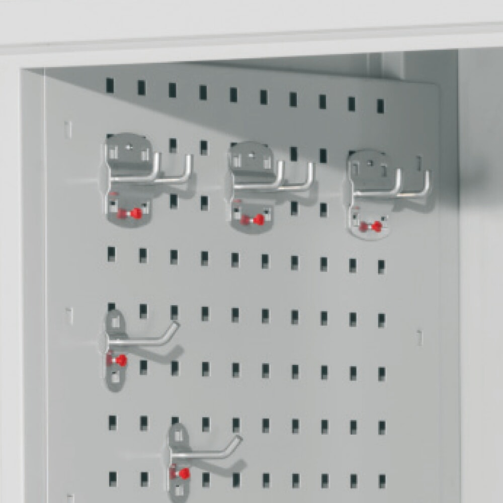 Produktabbildung Nr. 2: Kappes Schwerlastschrank mit Mitteltrennwand, 6 Böden, HxBxT 1.950 x 1.000 x 600 mm, 6 Schubladen, RasterPlan Lochplattentüren, lichtgrau