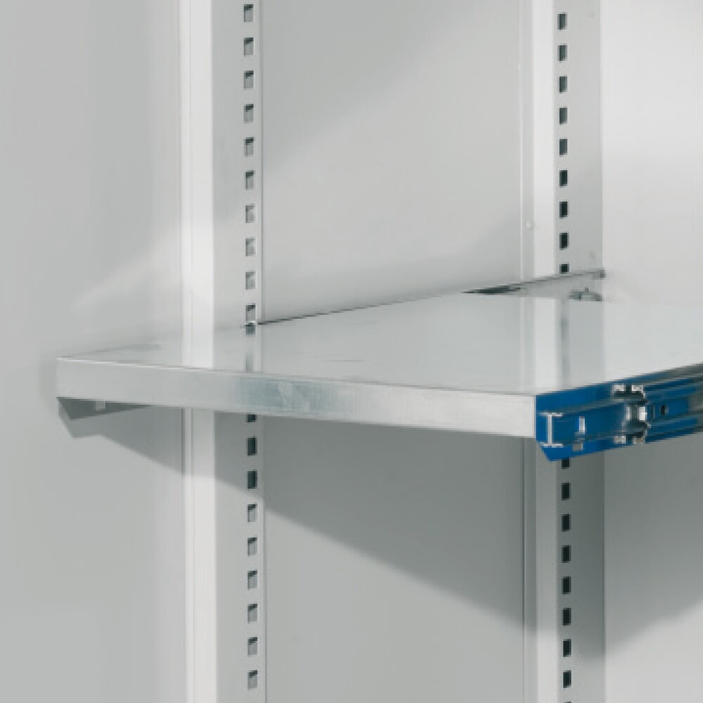 Produktabbildung Nr. 4: Kappes Schwerlastschrank mit Mitteltrennwand, 6 Böden, HxBxT 1.950 x 1.000 x 600 mm, 6 Schubladen, RasterPlan Lochplattentüren, lichtgrau