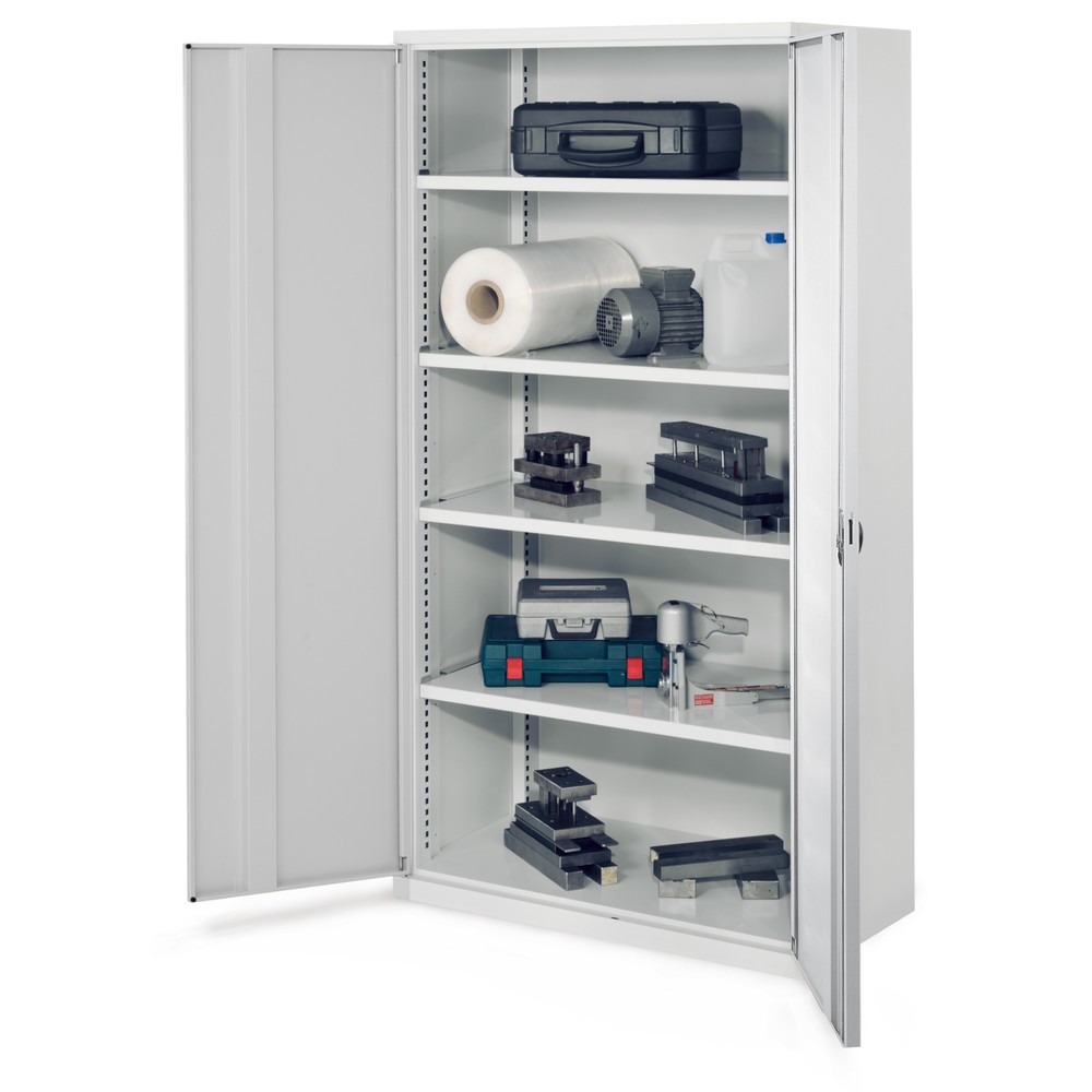 Produktabbildung: Kappes Schwerlastschrank ohne Mitteltrennwand, HxBxT 1.950 x 1.000 x 600 mm, Vollblechtür, 4 Böden, lichtgrau