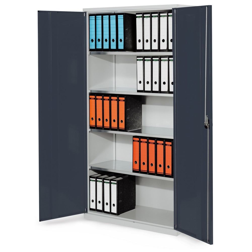 Produktabbildung: Kappes Systemschrank, 4 Fachböden, Vollblechtür, HxBxT 1950 mm x 1000 mm x 500 mm, lichtgrau, anthrazitgrau