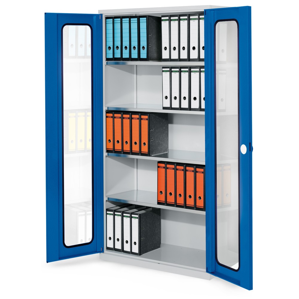 Produktabbildung Nr. 2: Kappes Systemschrank, 4 Fachböden, Sichtfenstertür, HxBxT 1950 mm x 1000 mm x 500 mm, lichtgrau, enzianblau