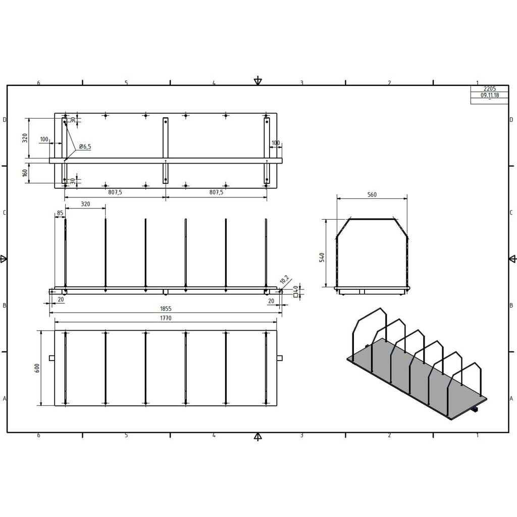 Kartonagenmagazin für Packtische, für Breite 2.000 mm Produktabbildung Nr. 2: Kartonagenmagazin für Packtische, für Breite 2.000 mm
