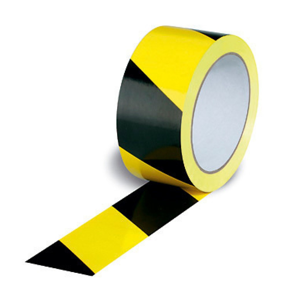 Produktabbildung: Kennzeichnungsband, PVC, 52 µ, 50 mm breit x 66 lfm, gelb-schwarz, DIN 4818