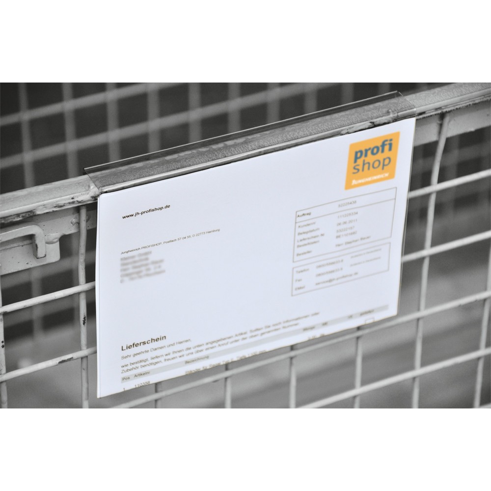 Produktabbildung Nr. 1: Kennzeichnungstasche für Aufsatzrahmen, 100 Stk/VE, DIN A5, Einschub oben, transparent