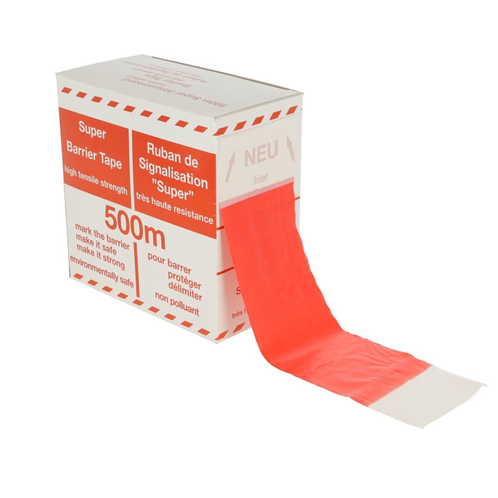 Produktabbildung: Kerbl Folien-Absperrband 100 m x 80 mm, rot-weiß geblockt, Abrollbox