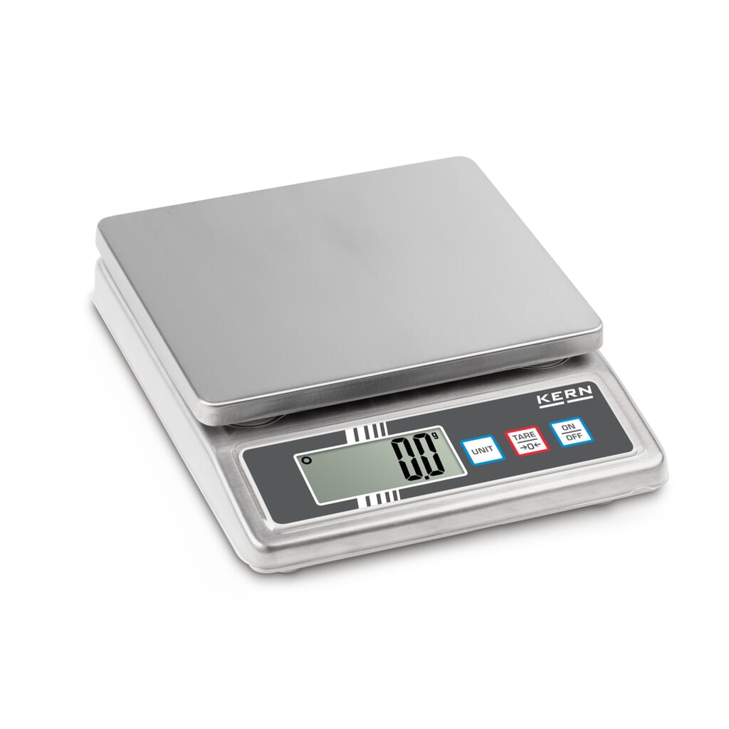 KERN Edelstahl-Tischwaage FOB 5K-3NS, Schutzklasse IP 65, Wägebereich max. 5 kg Produktabbildung: KERN Edelstahl-Tischwaage FOB 5K-3NS, Schutzklasse IP 65, Wägebereich max. 5 kg
