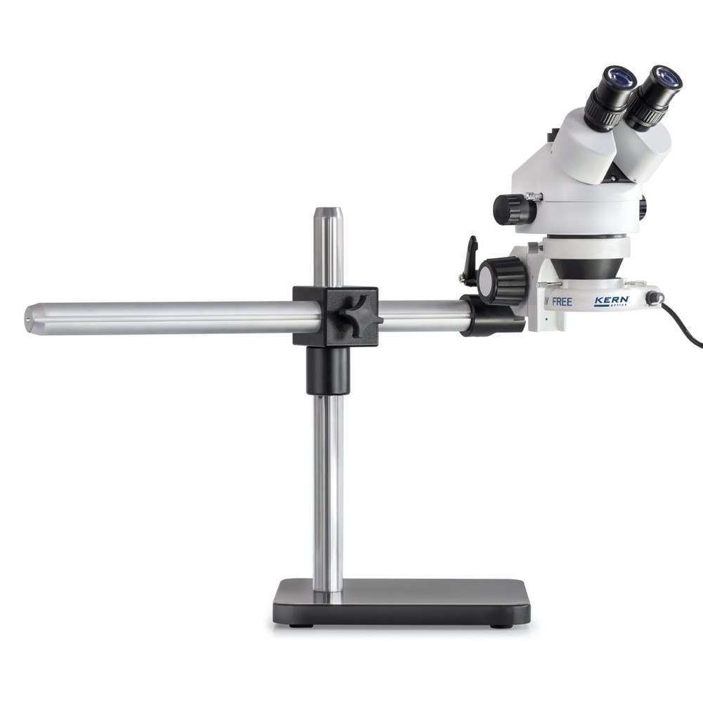 Produktabbildung: KERN Optics Stereo-Zoom-Mikroskop-Set OZL, Binokular, Zoom 0,7x-4,5x, inkl. Teleskoparm-Ständer u. 4,5-W-LED-Ringbeleuchtung