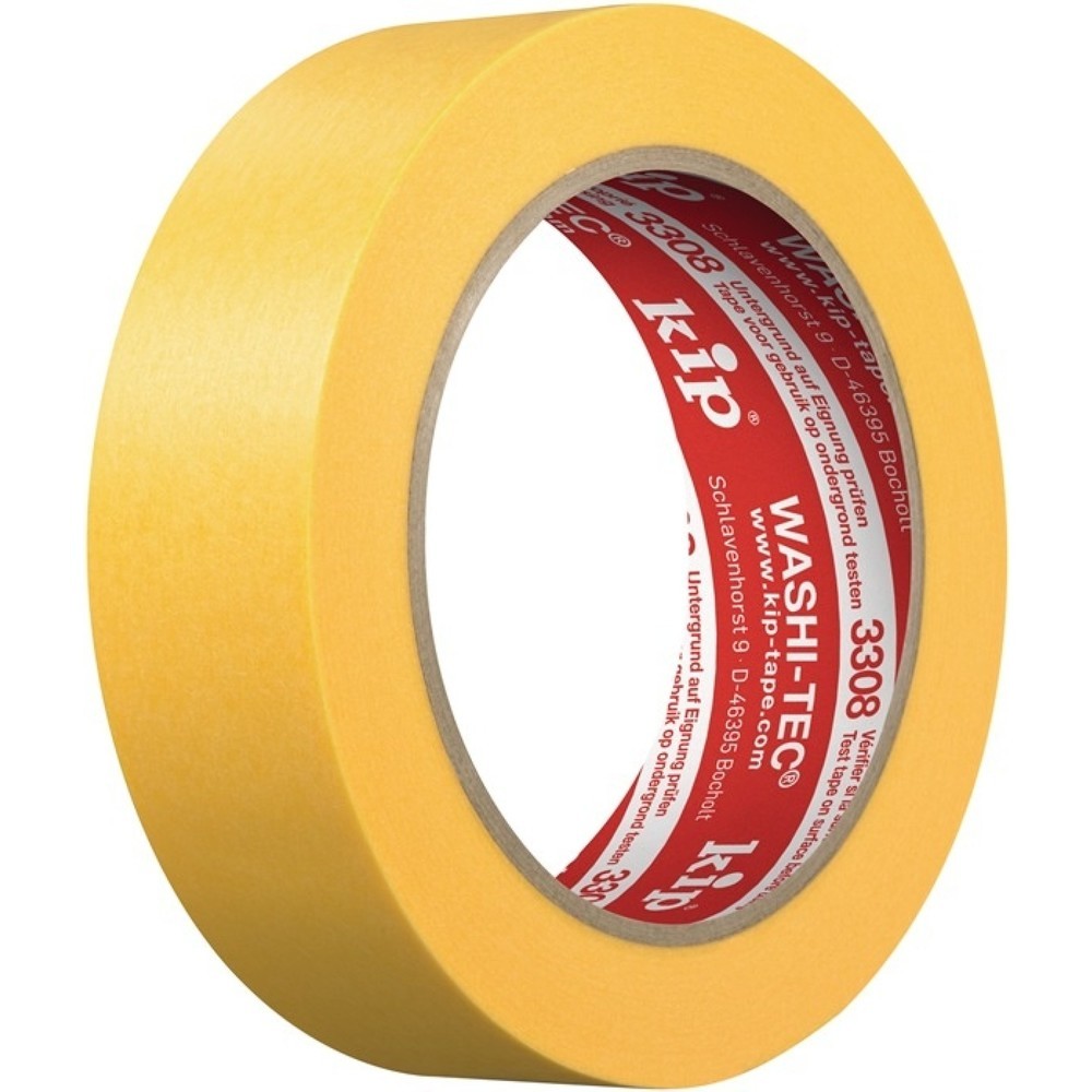 Produktabbildung: KIP Abdeckband 3308 WASHI-TEC® Premium PLUS, gelb, glatt, Rolle, Länge 50 m Breite 48 mm