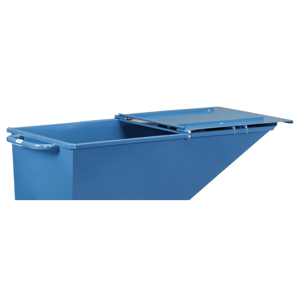 Produktabbildung Nr. 3: Klappbarer Deckel für fetra® Muldenkipper, mit Rollen, blau, 0,25 m³