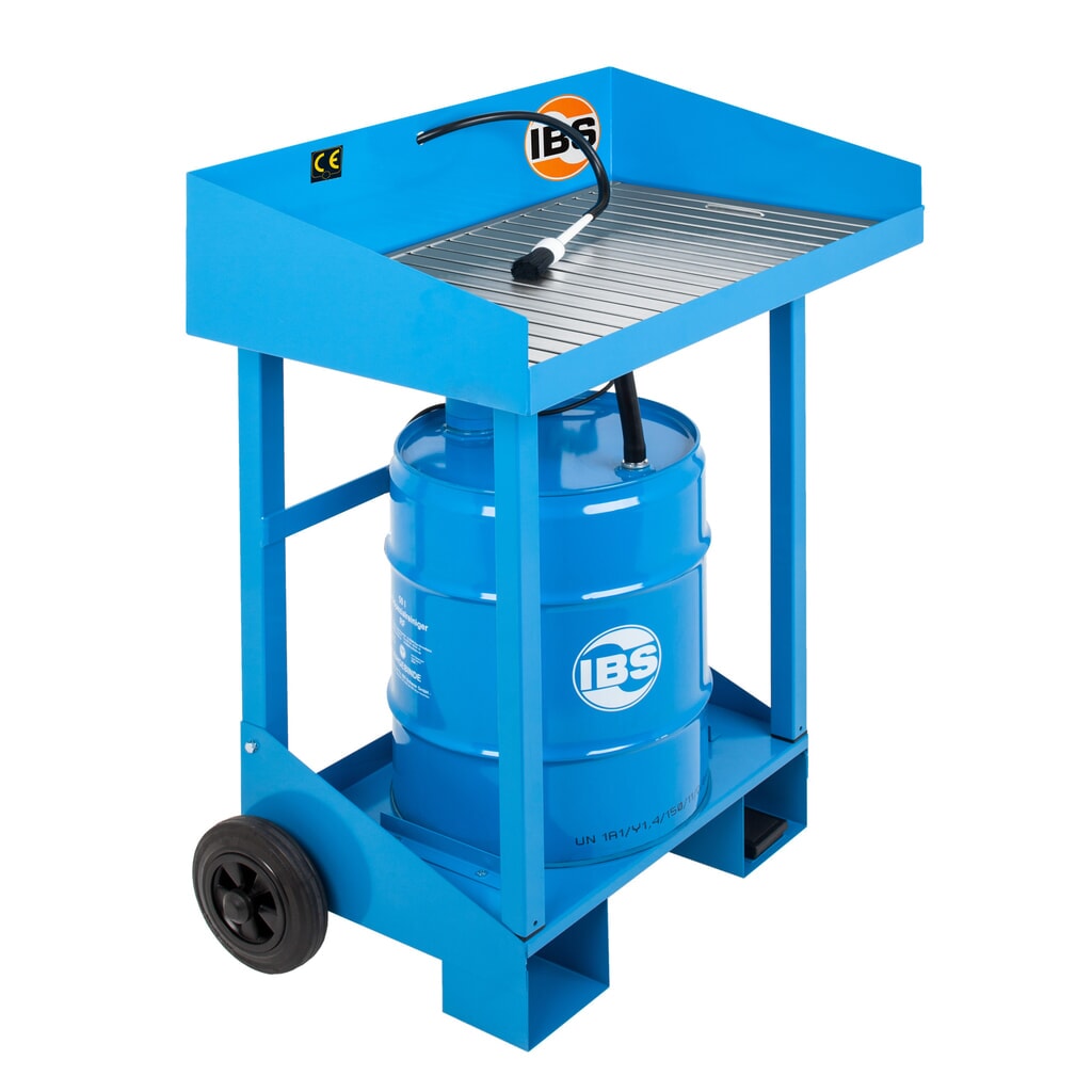 IBS-Kleinteilereiniger für 50-Liter-Fässer, mobil, Stahlblech Produktabbildung: IBS-Kleinteilereiniger für 50-Liter-Fässer, mobil, Stahlblech