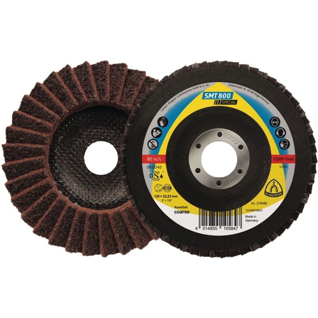 KLINGSPOR Fächerscheibe SMT 800 D.125mm K.coarse kon.INOX NK Produktabbildung: KLINGSPOR Fächerscheibe SMT 800 D.125mm K.coarse kon.INOX NK