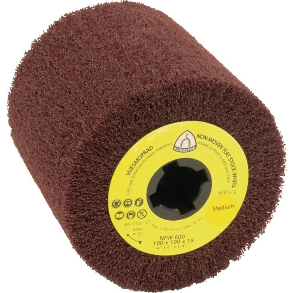 Produktabbildung: KLINGSPOR Satinierwalze NFW 600 S, Ø100xB100mm, very fine, 19 mm