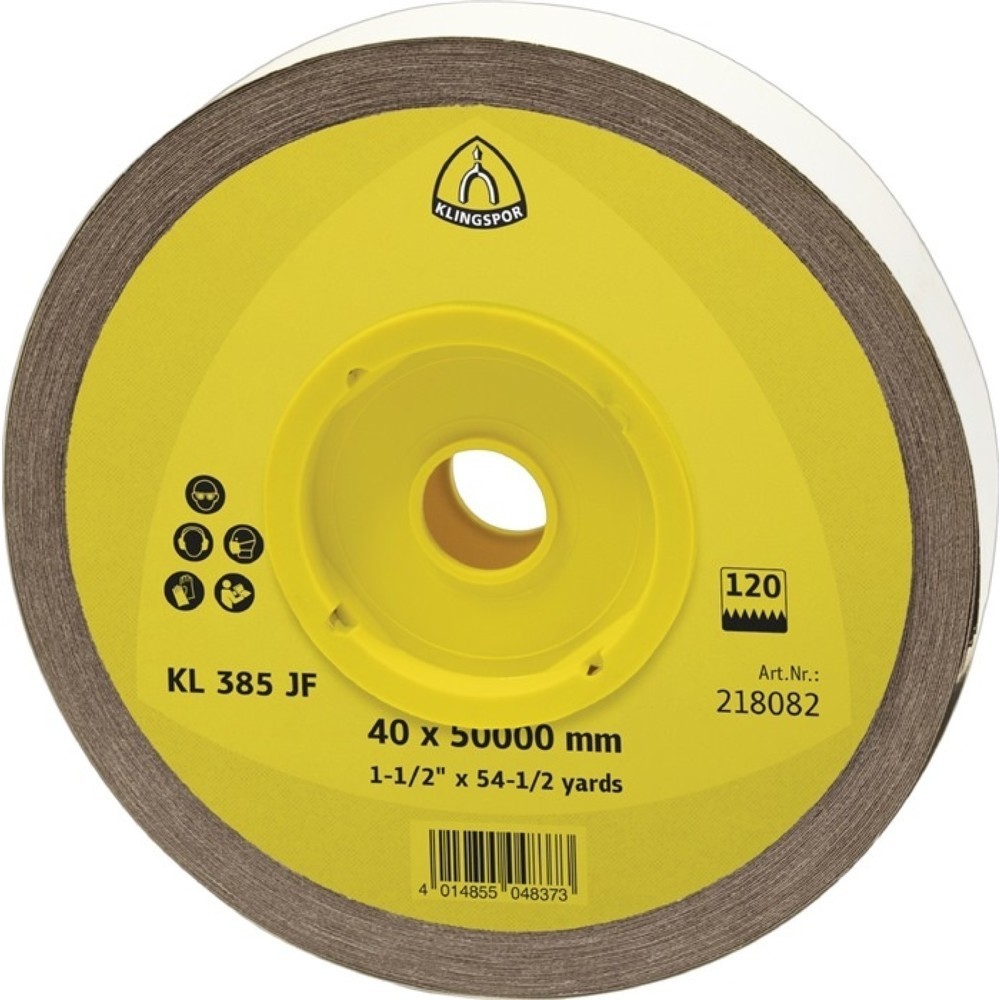 Produktabbildung: KLINGSPOR Schleifgeweberolle KL 385 JF 40mm K.400 f.Metall Korund