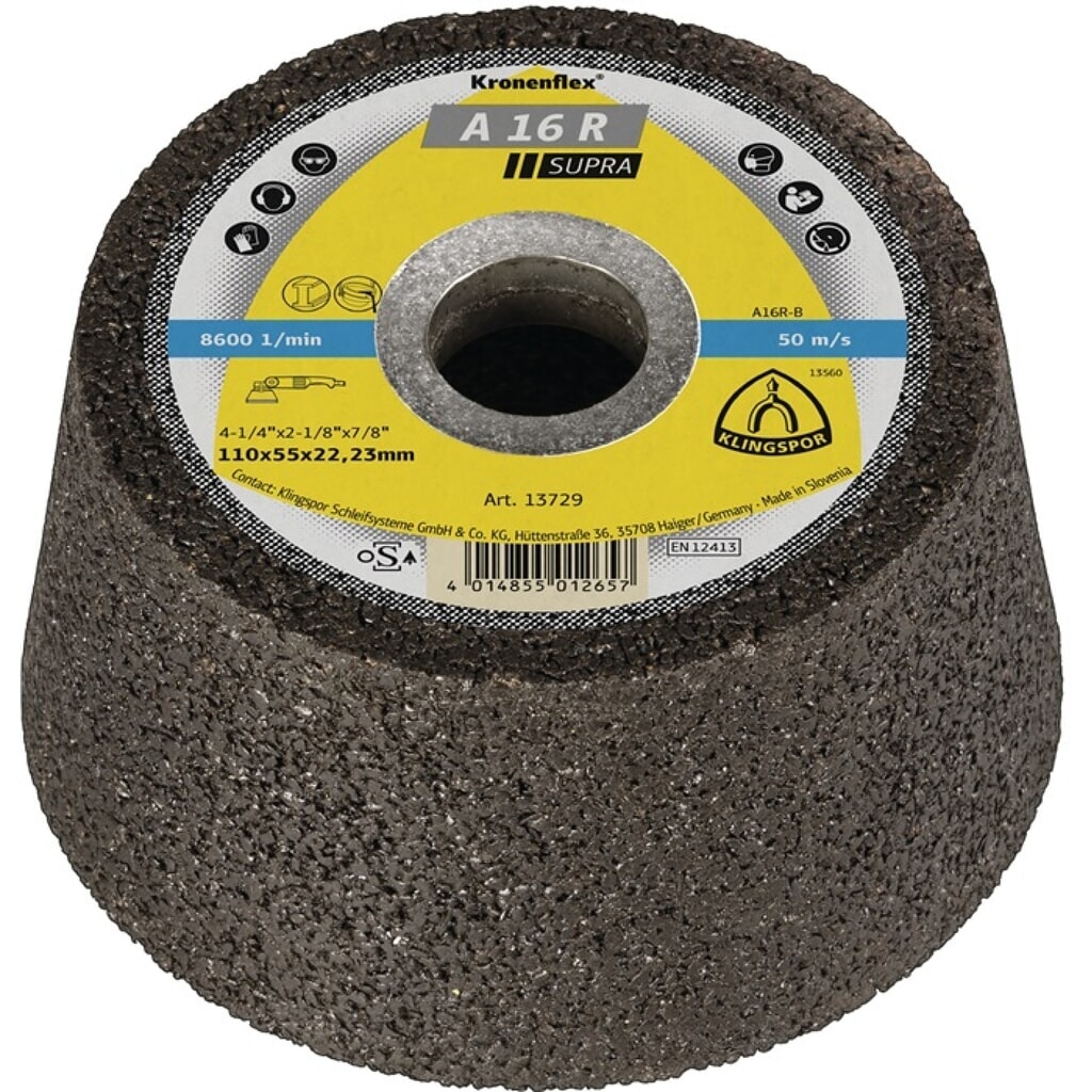 KLINGSPOR Schleiftopf A16 R 100/55mm STA 16 Bohr.22,23mm Produktabbildung: KLINGSPOR Schleiftopf A16 R 100/55mm STA 16 Bohr.22,23mm
