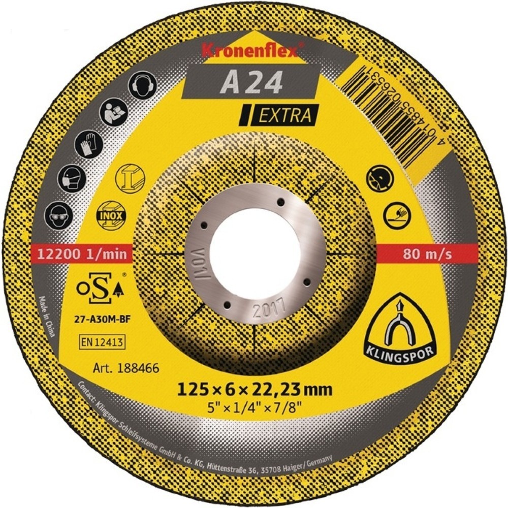Produktabbildung: KLINGSPOR Schruppscheibe A 24 Extra D230xS6mm gekr.STA Bohr.22,23mm
