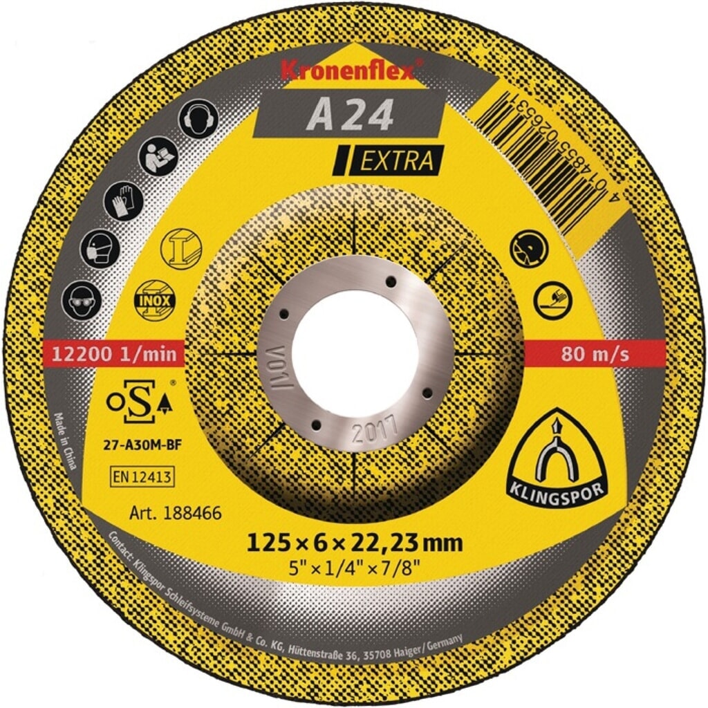Produktabbildung: KLINGSPOR Schruppscheibe A 24 Extra D230xS6mm gekr.STA Bohr.22,23mm