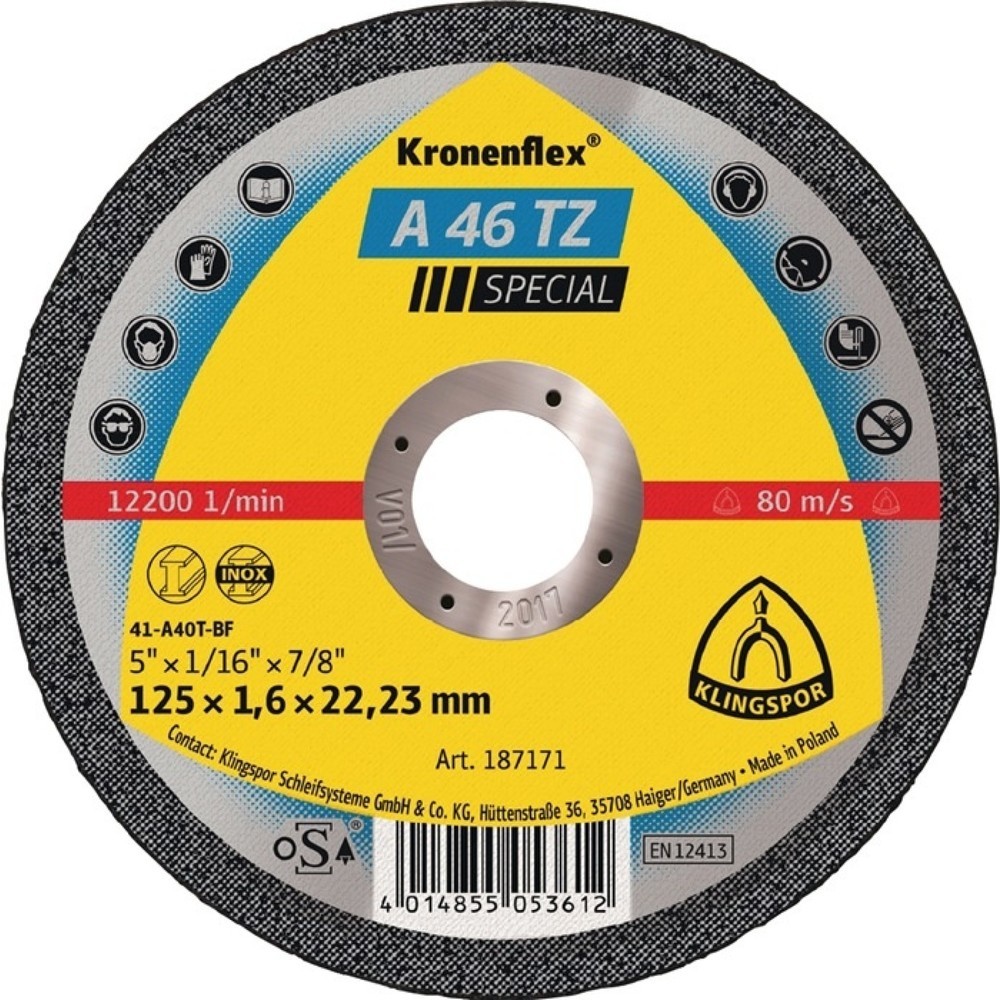 Produktabbildung: KLINGSPOR Trennscheibe A 46 TZ Special D115x1,6mm ger.INOX Bohr.22,23mm