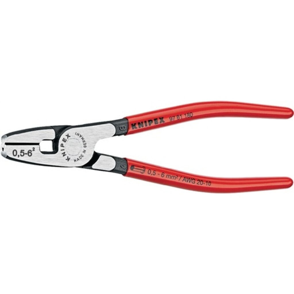 Aderendhülsenzange L.180mm 0,5-6,0 (AWG 20-10) mm² pol.Ku.-Überzug KNIPEX Produktabbildung: Aderendhülsenzange L.180mm 0,5-6,0 (AWG 20-10) mm² pol.Ku.-Überzug KNIPEX