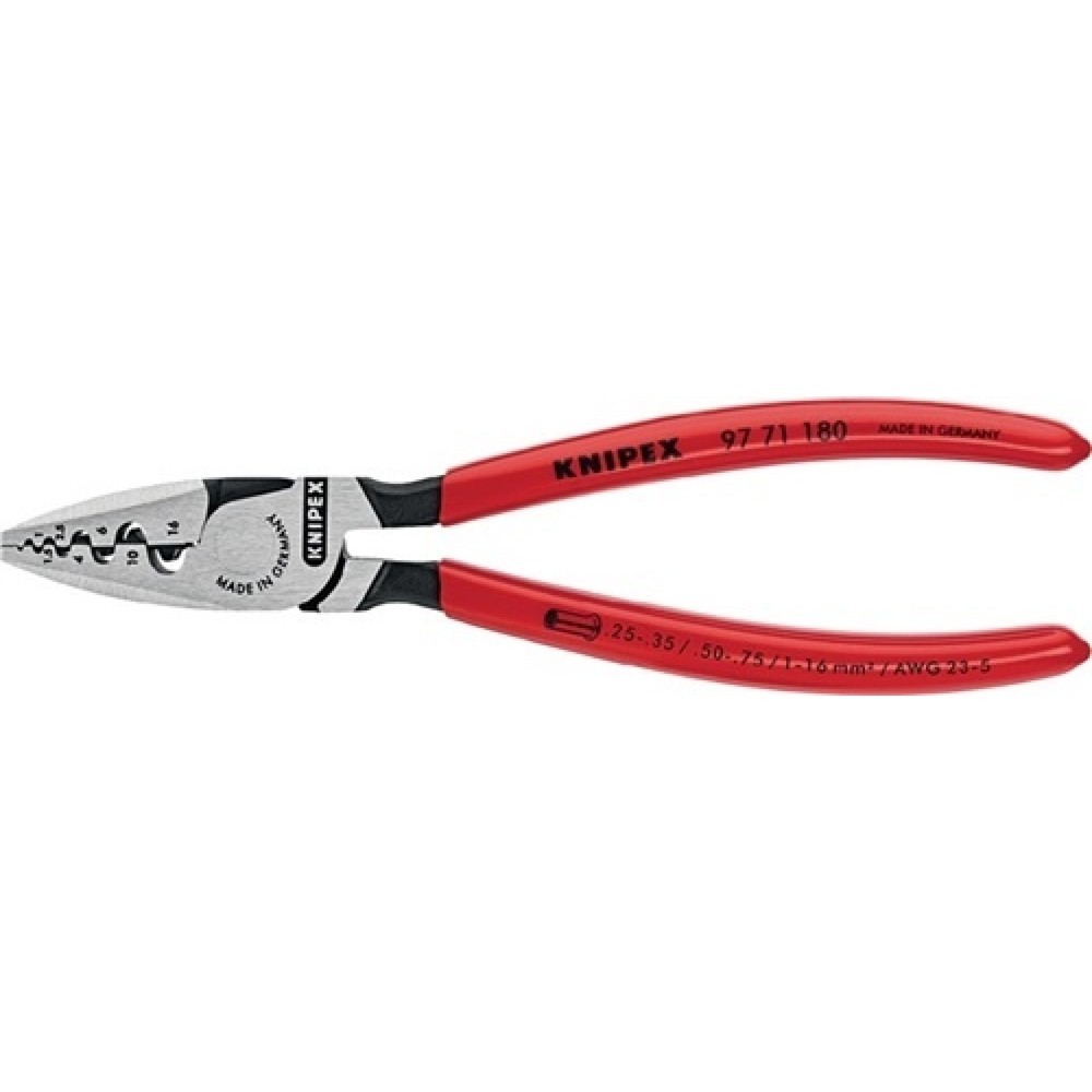Produktabbildung: Aderendhülsenzange L.180mm 0,25-16,0 (AWG 23-5) mm² pol.Ku.-Überzug KNIPEX