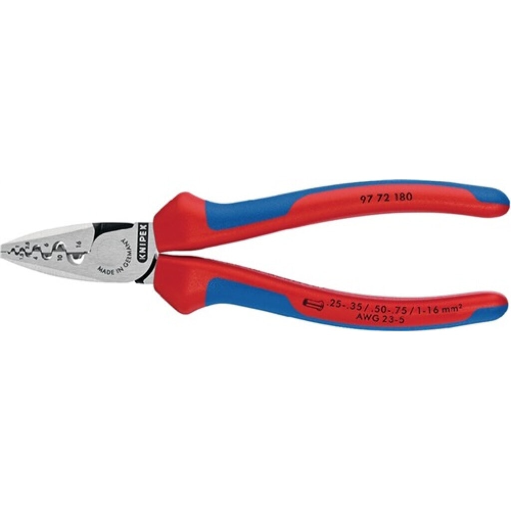 Produktabbildung: Aderendhülsenzange L.180mm 0,25-16,0 (AWG 23-5) mm² pol.2K-Hülle KNIPEX