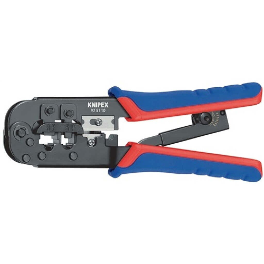 Produktabbildung: Crimpzange L.190mm f.6pol.Stecker brün. KNIPEX m.Mehrkomp.-Hüllen