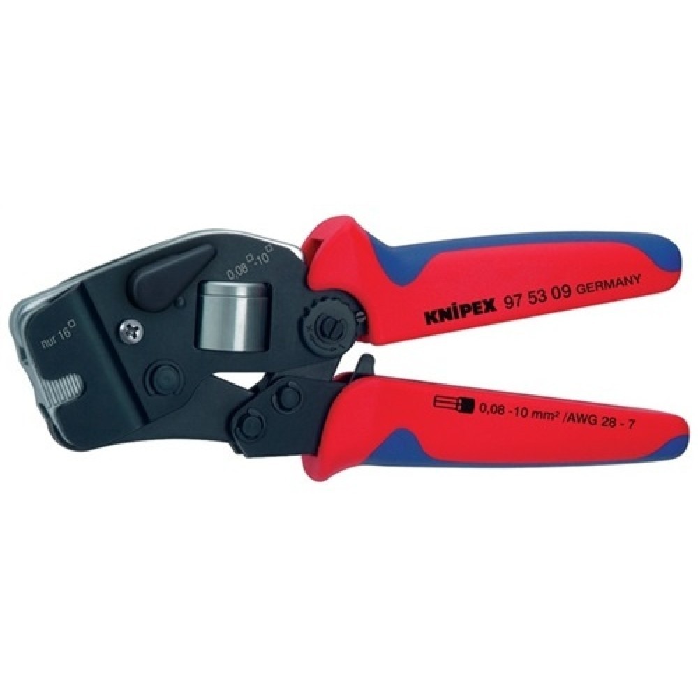 Produktabbildung: Crimpzange L.190mm 0,08-10,0+16 (AWG 28-5 ) mm² brün.2K-Hülle KNIPEX