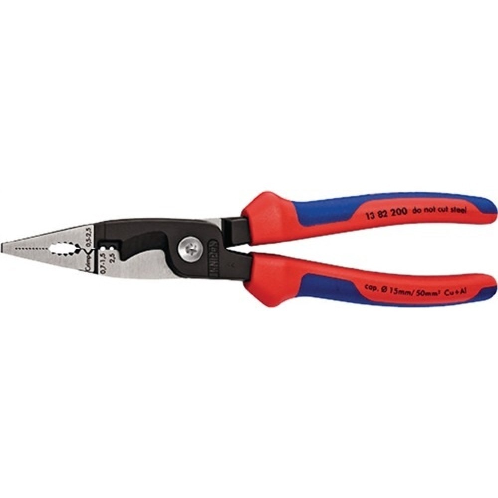 Produktabbildung: Elektroinstallationszange L.200mm pol.2K-Hülle o.Öffnungsfeder KNIPEX
