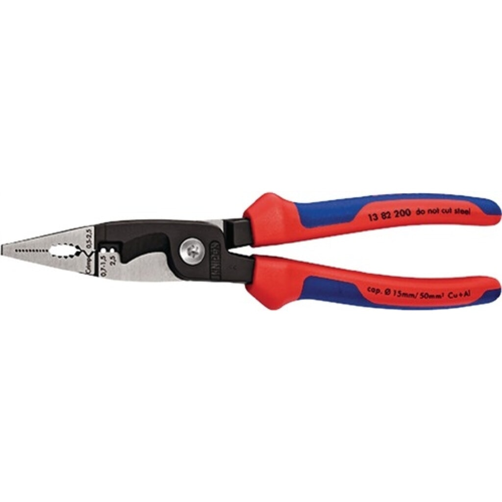 Elektroinstallationszange L.200mm pol.2K-Hülle o.Öffnungsfeder KNIPEX Produktabbildung: Elektroinstallationszange L.200mm pol.2K-Hülle o.Öffnungsfeder KNIPEX