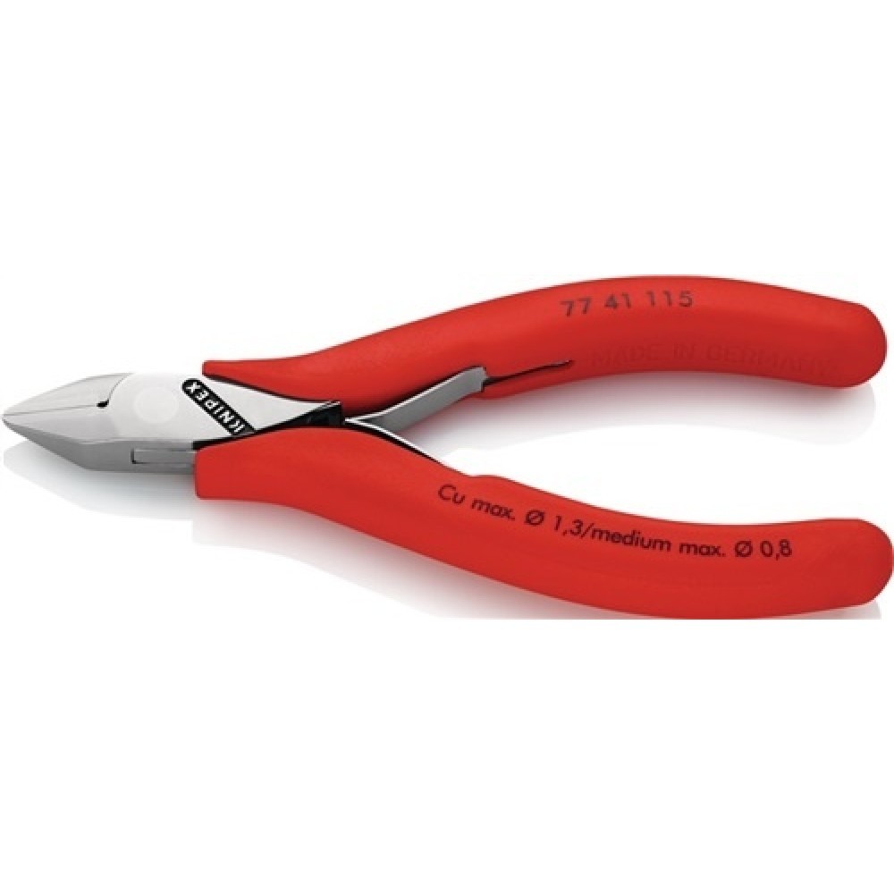 Produktabbildung: Elektron.Seitenschneider L.115mm spitz 60HRc m.Feder KNIPEX m.Ku.-Hüllen
