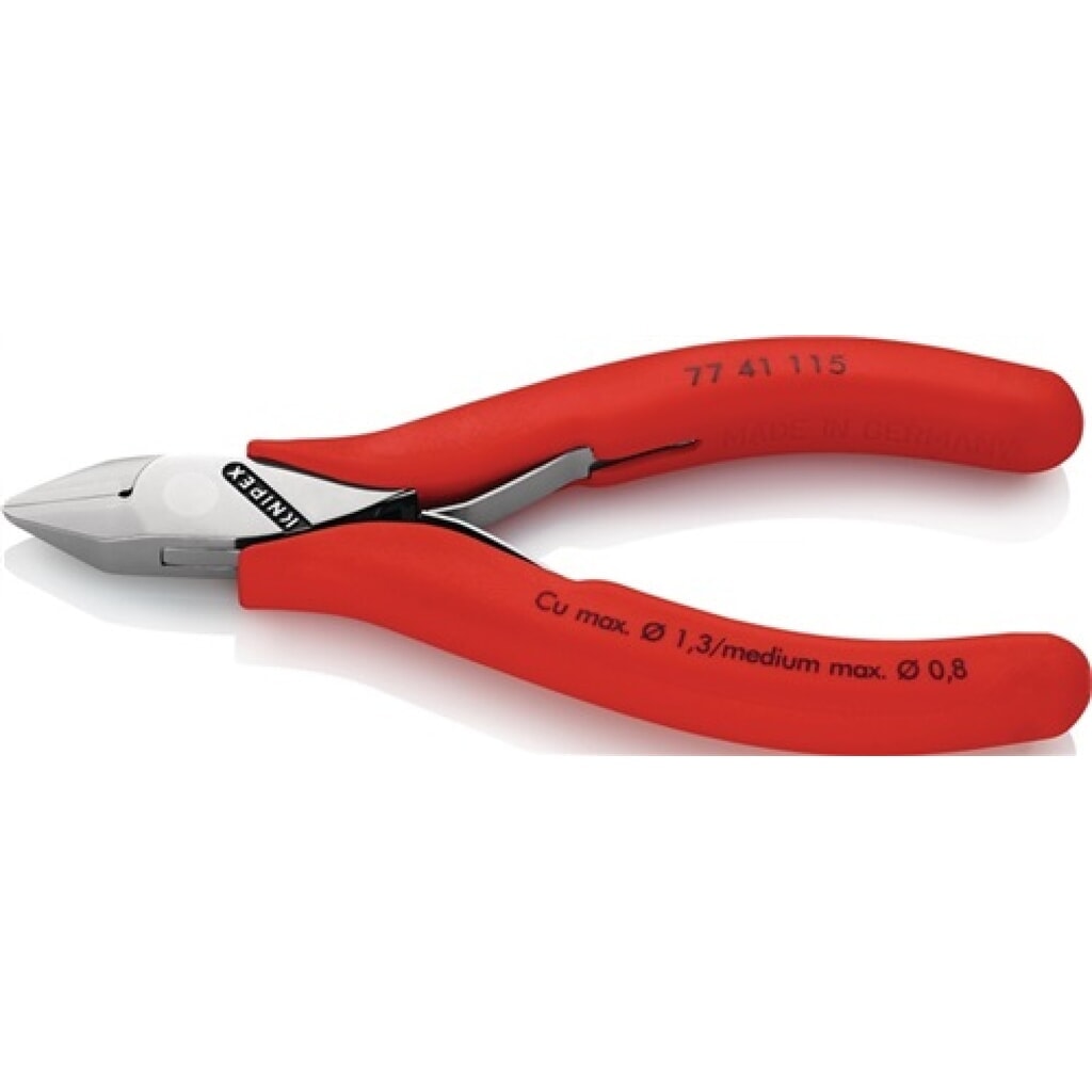 Elektron.Seitenschneider L.115mm spitz 60HRc m.Feder KNIPEX m.Ku.-Hüllen Produktabbildung: Elektron.Seitenschneider L.115mm spitz 60HRc m.Feder KNIPEX m.Ku.-Hüllen