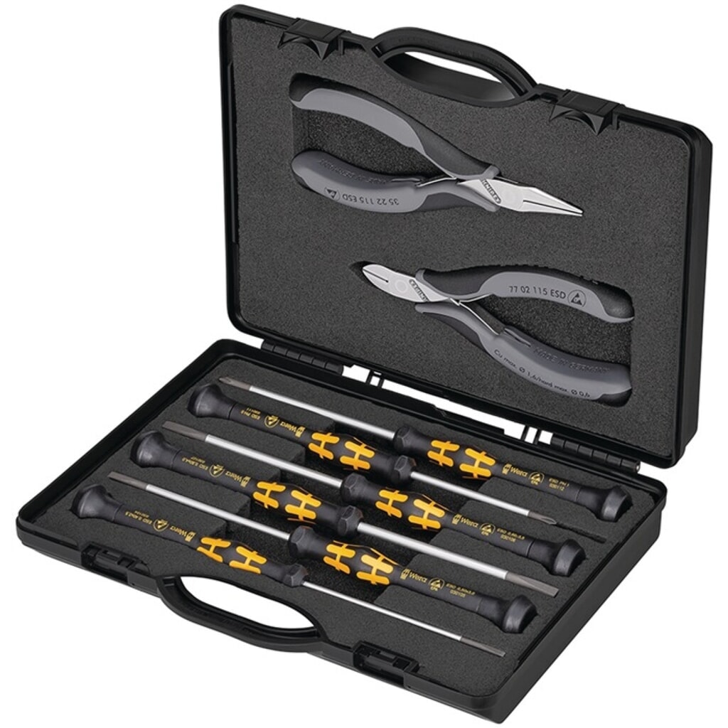 KNIPEX Elektronikwerkzeugsatz ESD 8tlg Produktabbildung: KNIPEX Elektronikwerkzeugsatz ESD 8tlg