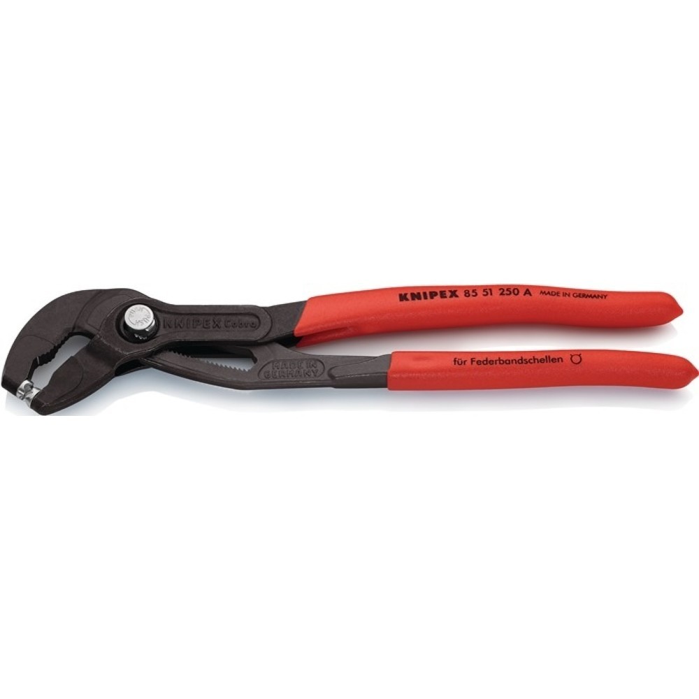 Produktabbildung: Knipex Federbandschellenzange, Gesamtlänge 250 mm Kapazität max. 70 mm, Einstellungen 19