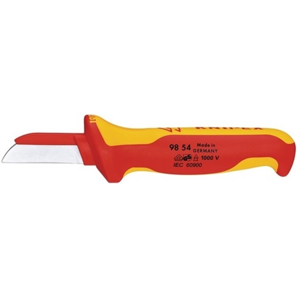 Kabelmesser L.190mm Klingen-L.50mm Klingenrücken m.Ku.-Überzug VDE 2K-Hülle Produktabbildung: Kabelmesser L.190mm Klingen-L.50mm Klingenrücken m.Ku.-Überzug VDE 2K-Hülle
