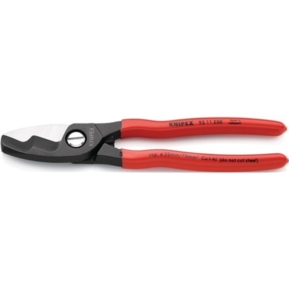 Produktabbildung: Kabelschere L.200mm max.70mm2 brün. m.Ku.-Überzug KNIPEX m.Klemmschutz
