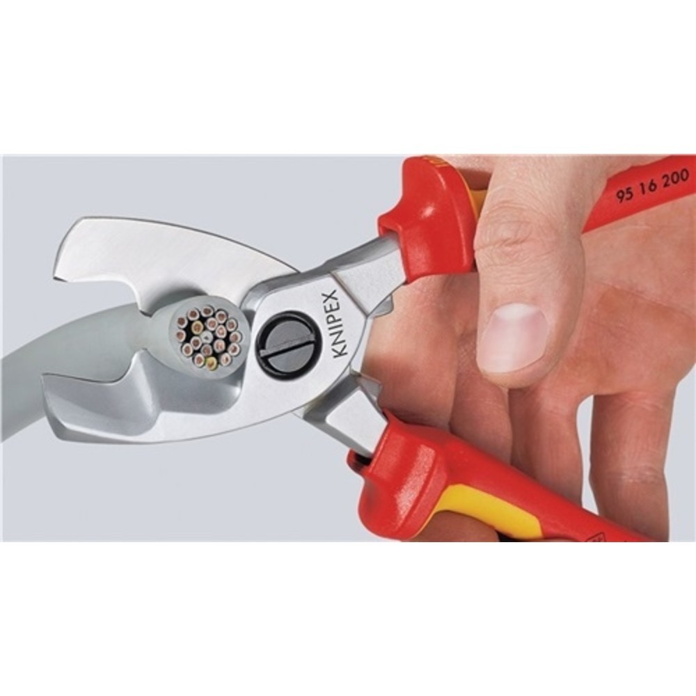 Produktabbildung Nr. 2: Kabelschere VDE L.200mm max.70mm2 Chrom m.Mehrkomp.-Hüllen KNIPEX m.Klemmschutz