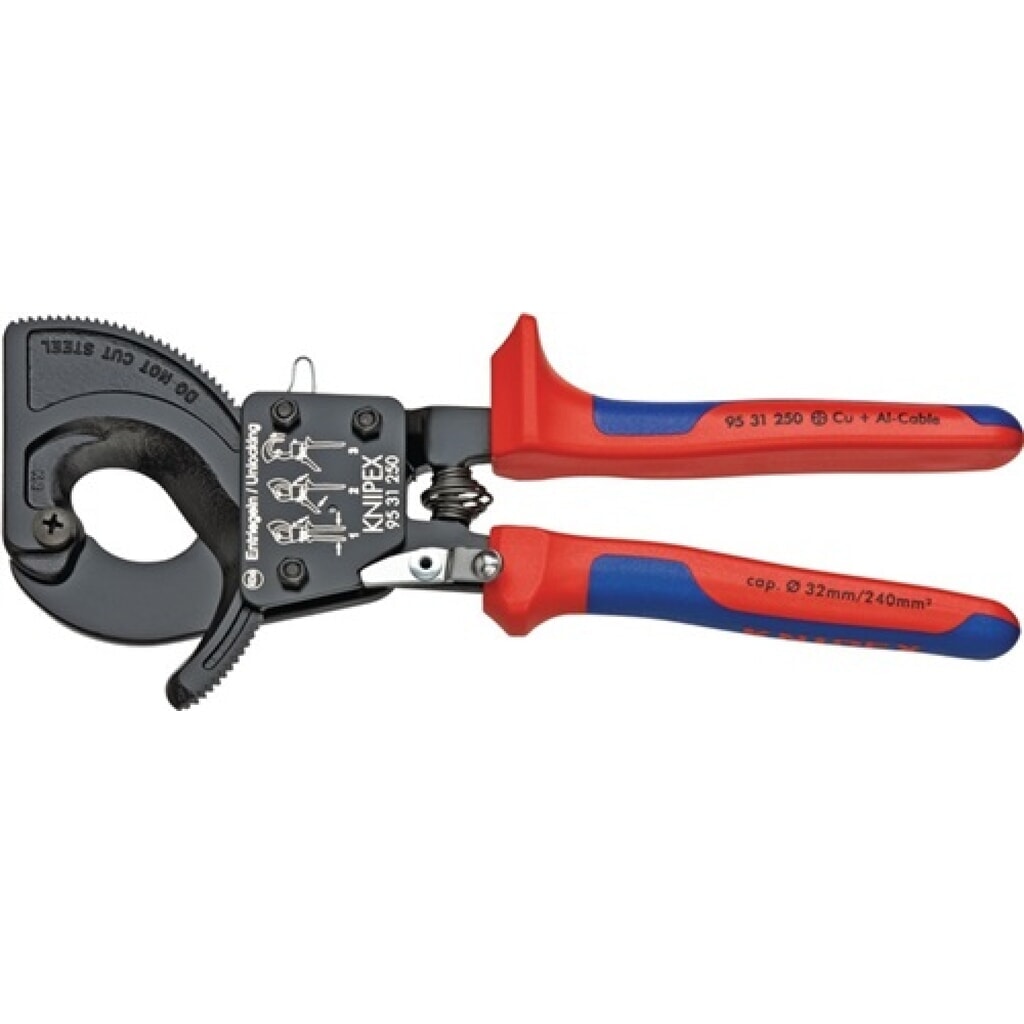 Kabelschneider Gesamt-L.250mm max.32 (240 mm²)mm 2-K.-Hüllen KNIPEX Produktabbildung: Kabelschneider Gesamt-L.250mm max.32 (240 mm²)mm 2-K.-Hüllen KNIPEX