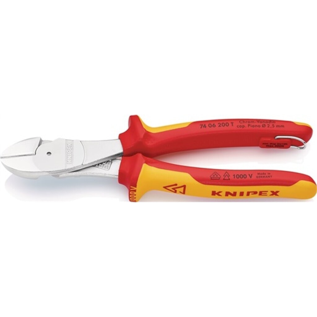 Kraftseitenschneider DIN ISO 5749 L.200mm VDE Form 0 Öse f.Fangleine Produktabbildung: Kraftseitenschneider DIN ISO 5749 L.200mm VDE Form 0 Öse f.Fangleine