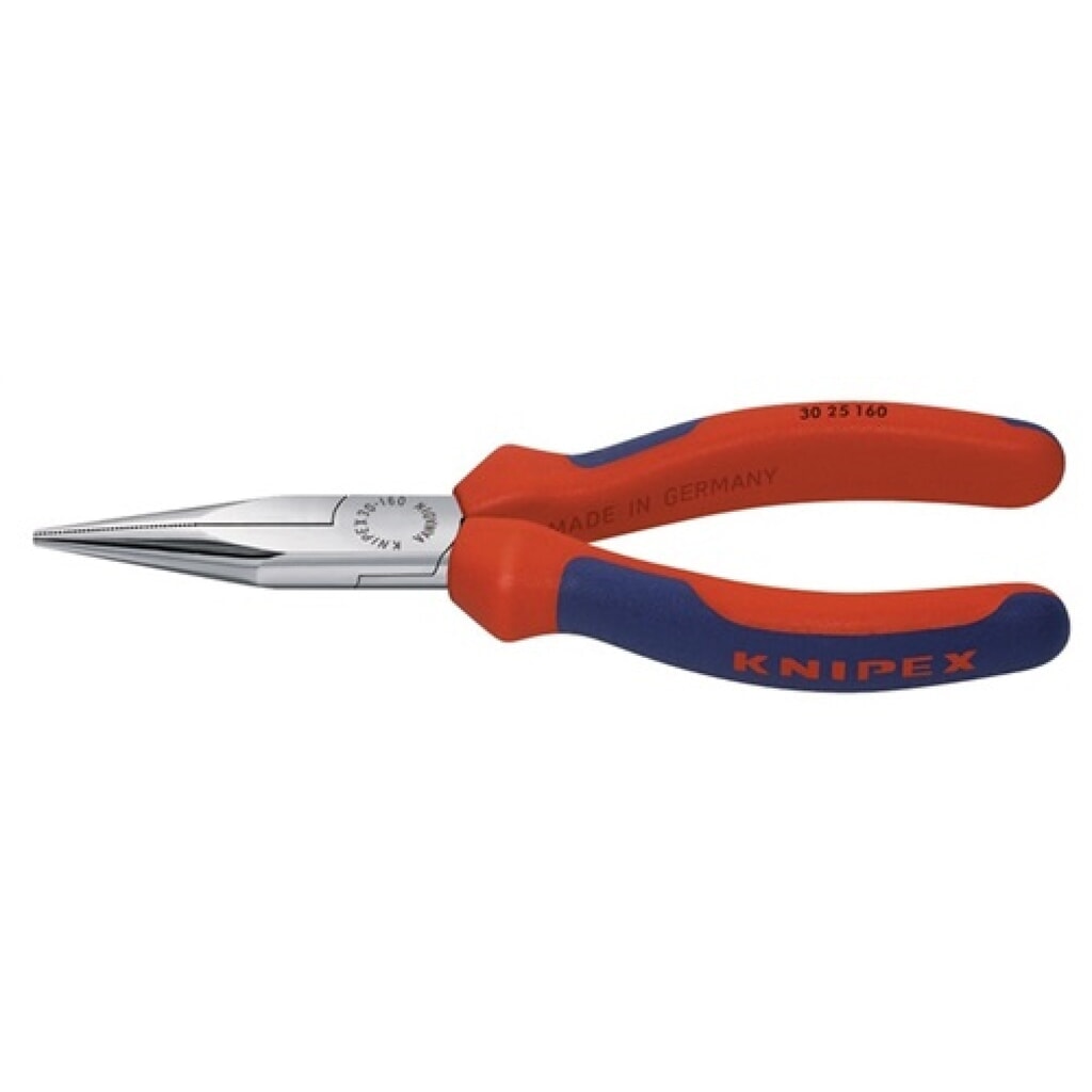 Produktabbildung: Langbeckzange Gesamt-L.160mm Form 2 Kopf verchr.lang,flach-rund 2K-Hülle KNIPEX