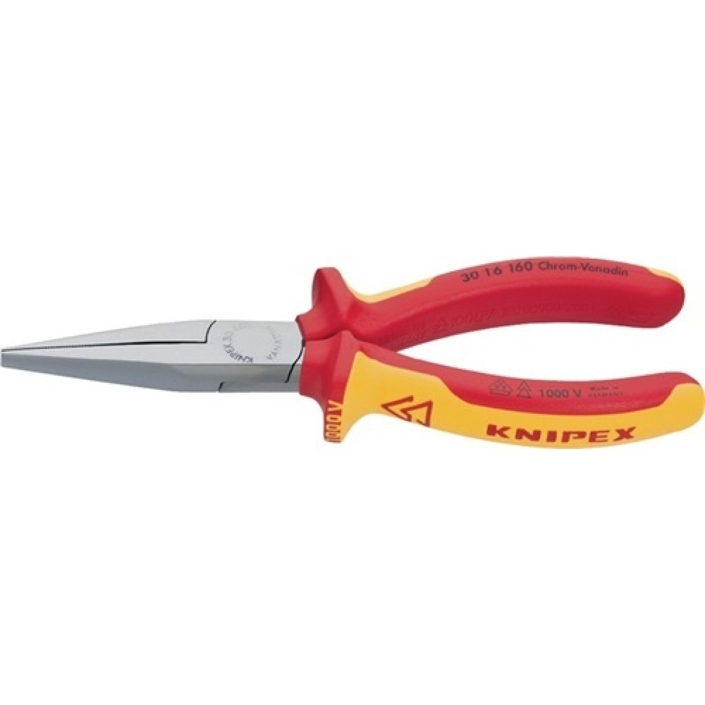 Produktabbildung: Langbeckzange Gesamt-L.160mm Form 1 Kopf verchr.lang,fl.VDE 2K-Hülle KNIPEX