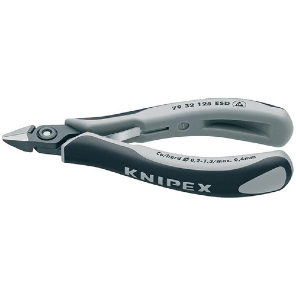 Elektron.Seitenschneider L.125mm ESD DIN ISO 9654 KNIPEX spitz m.Facette Produktabbildung: Elektron.Seitenschneider L.125mm ESD DIN ISO 9654 KNIPEX spitz m.Facette