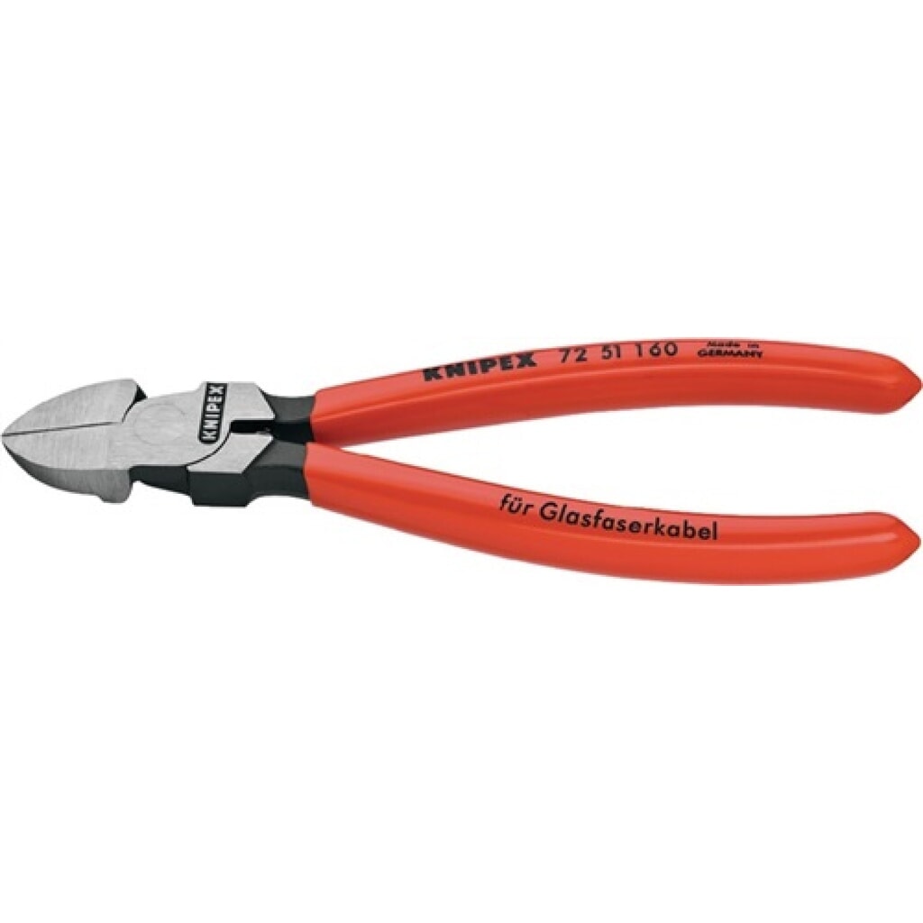 Produktabbildung: Kunststoffschneider L.160mm gerade pol. m.ku.überz. KNIPEX f.Glasfaser