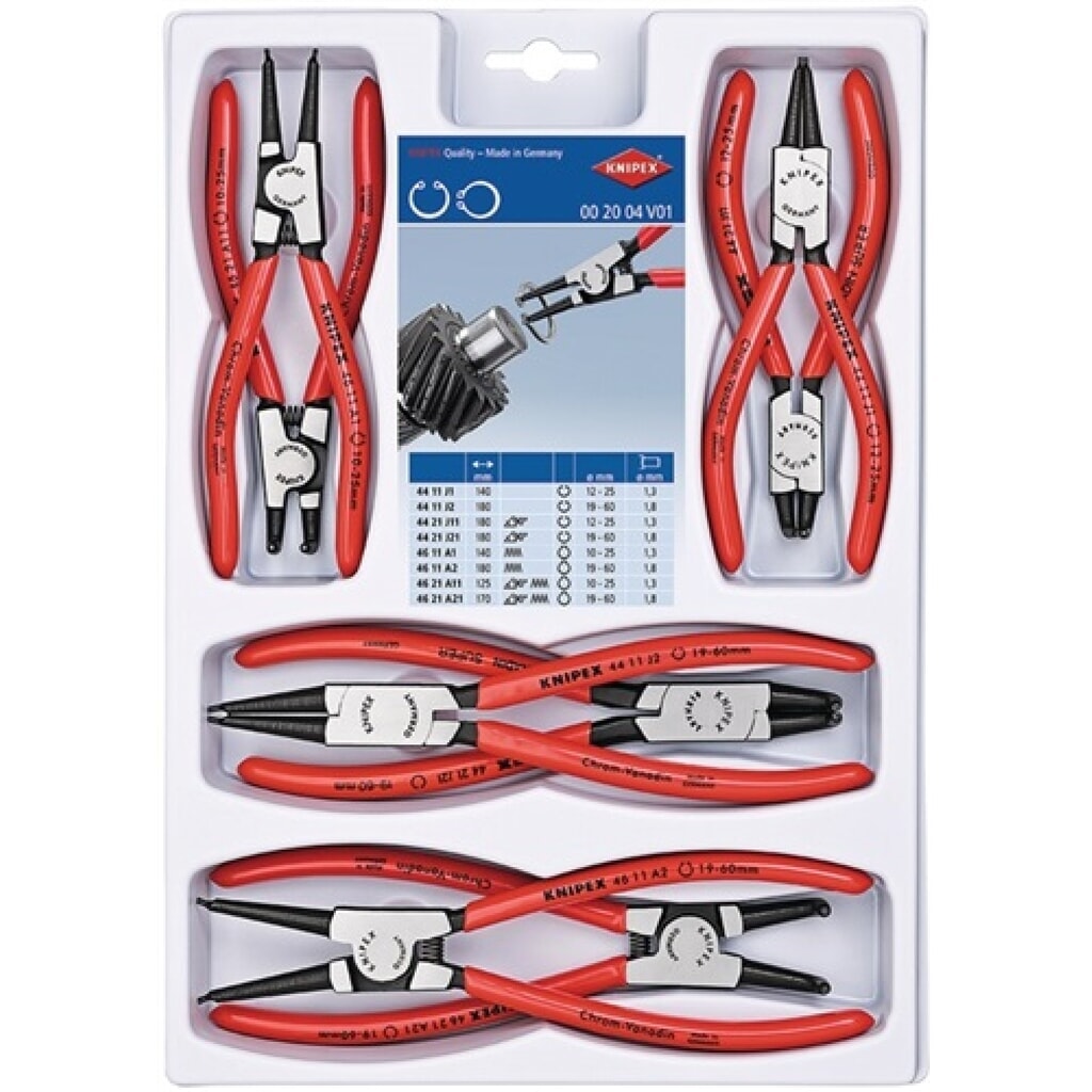 Sicherungsringzangensatz 8-tlg.SB-Lochung 10-60mm KNIPEX Produktabbildung: Sicherungsringzangensatz 8-tlg.SB-Lochung 10-60mm KNIPEX