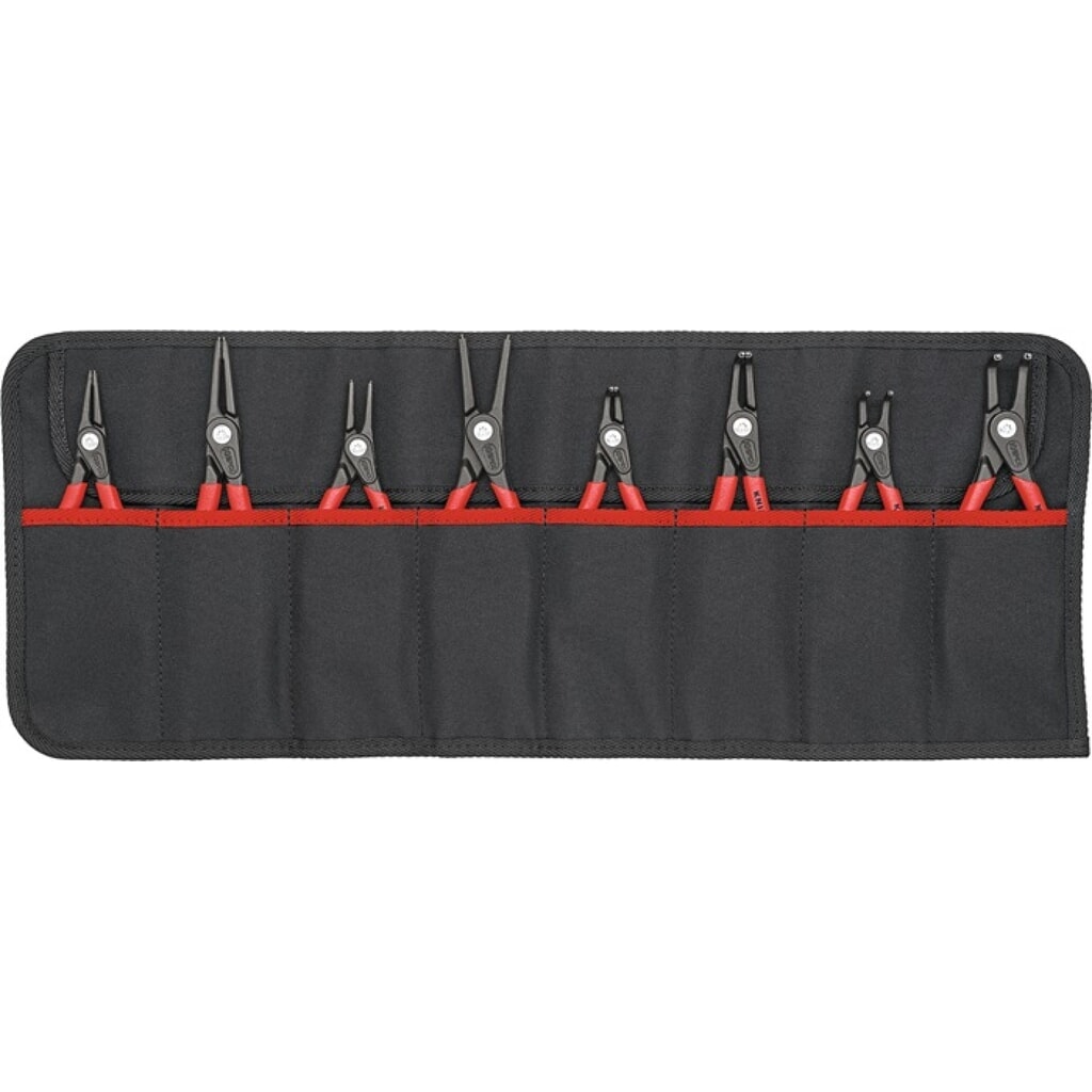 KNIPEX Sicherungsringzangensatz Version 2 8-tlg.in Rolltasche 10-60mm Produktabbildung: KNIPEX Sicherungsringzangensatz Version 2 8-tlg.in Rolltasche 10-60mm