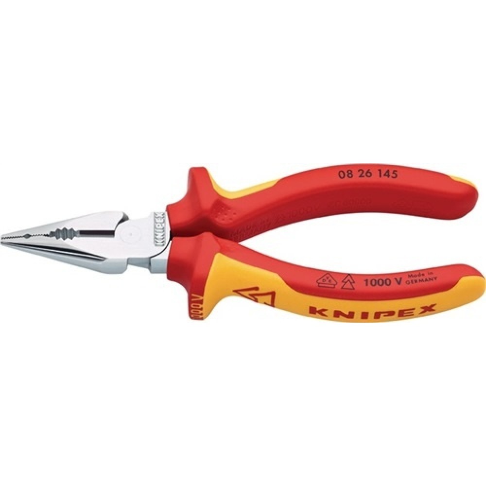 Produktabbildung: Spitzkombizange L.145mm verchr.Mehrkomp.-Hülle VDE KNIPEX