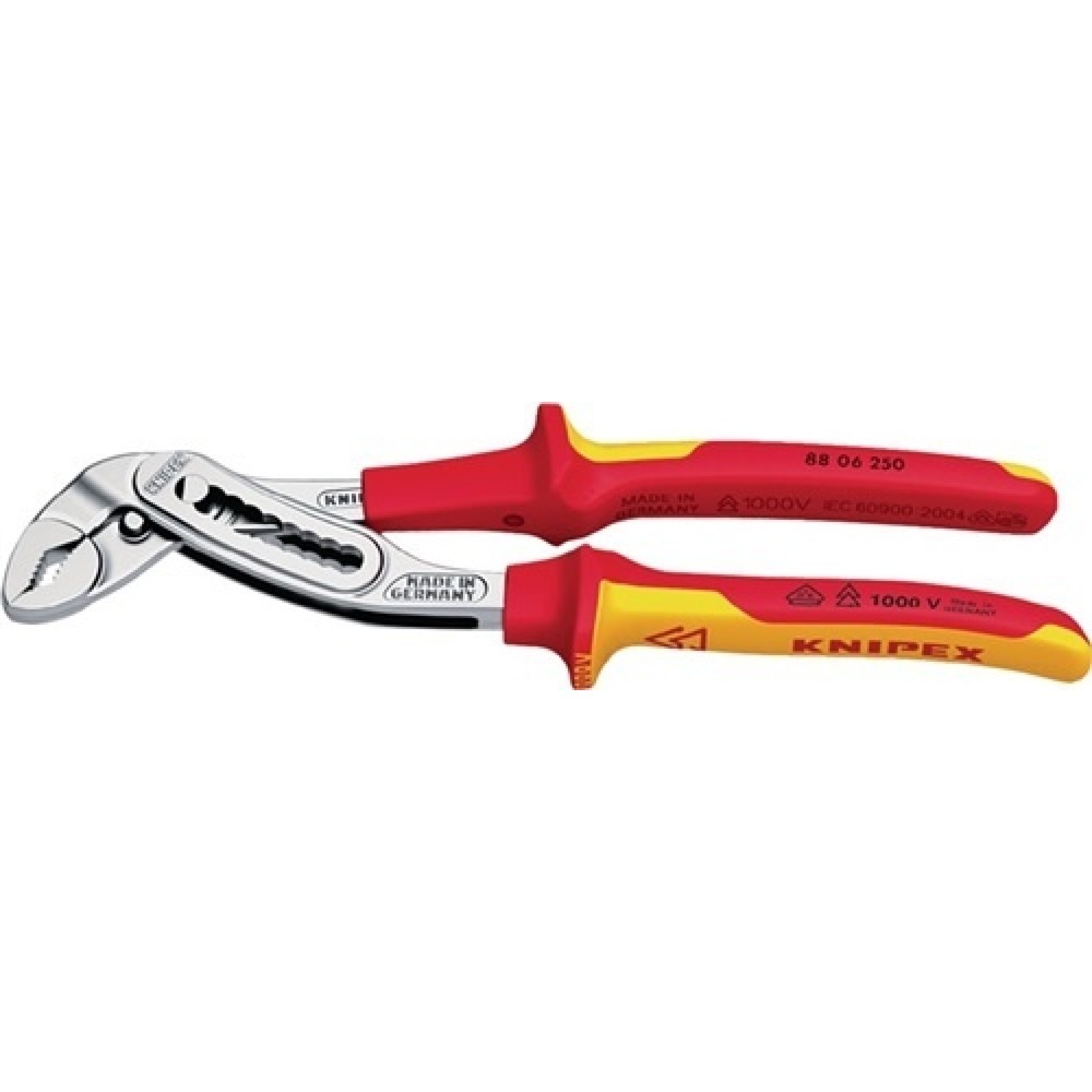 Produktabbildung: Wasserpumpenzange Allig. L.250mm Chrom VDE Spann-W.36mm KNIPEX Mehrkomp.-Hüllen